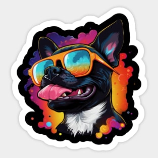 Retro Wave Boston Terrier Dog Sticker